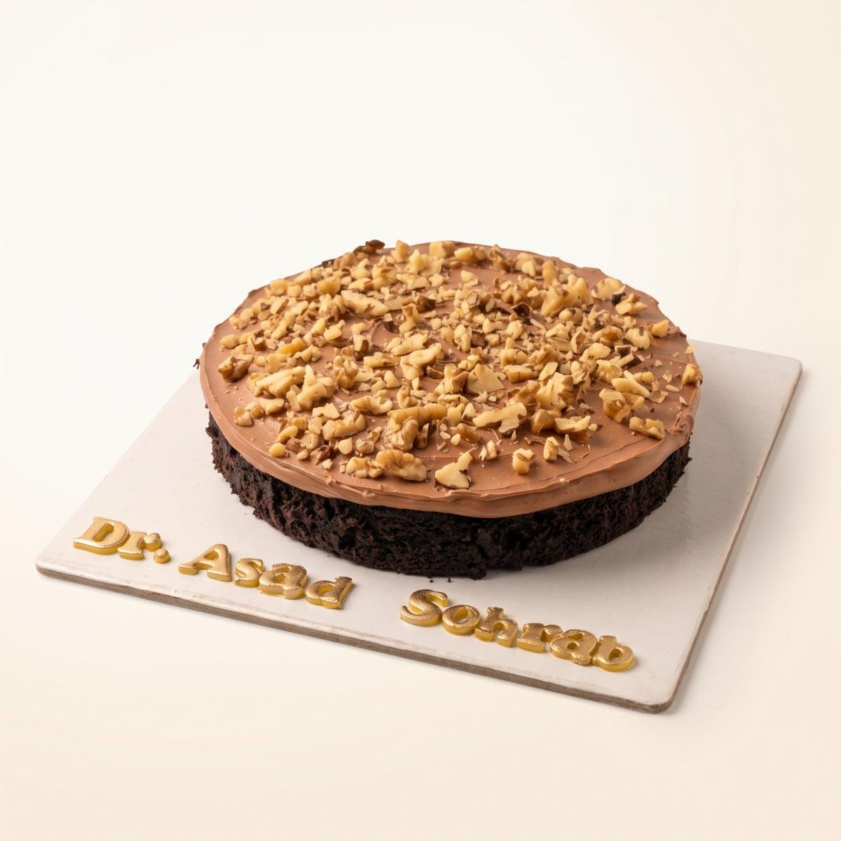 Fudgy Brownie Cake with Walnuts Topping