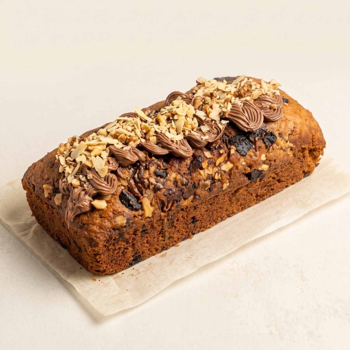 Banana Cake with Fudge & Walnuts